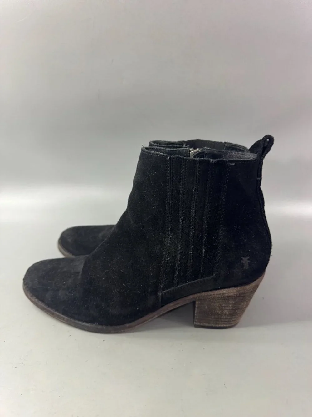 FRYE Women’s Alton Chelsea Ankle Boots Black Leather Block Heels Boho Western 10